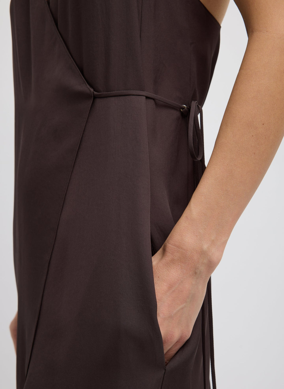 Tibi Chocolate Brown Summer Slip Wrap Dress
