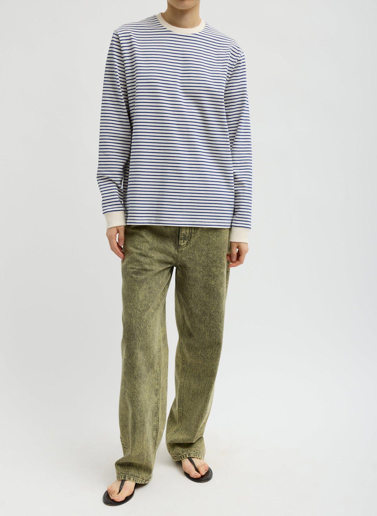 Tibi Blue/White Multi Striped Perfect Unisex Long Sleeve T-Shirt