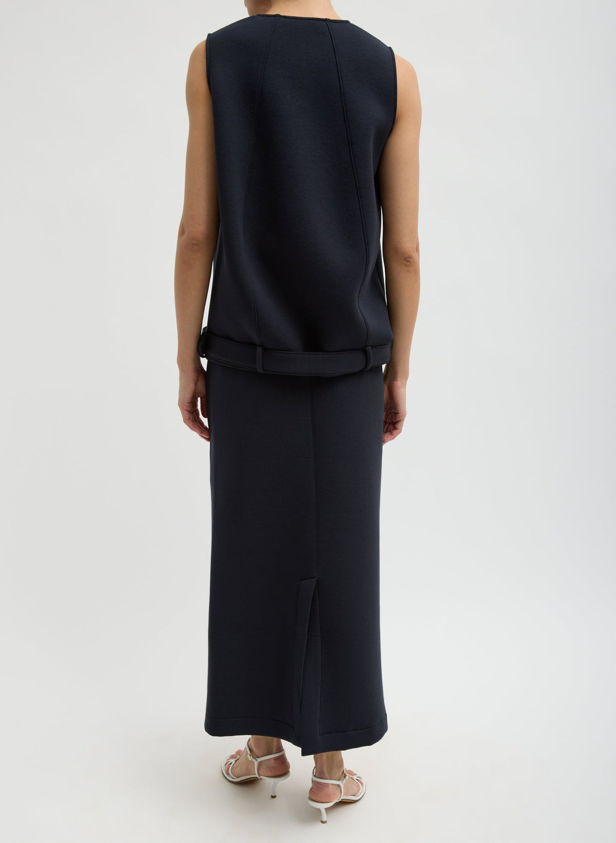 Tibi Dark Navy Bonded Viscose Maxi Wrap Skirt