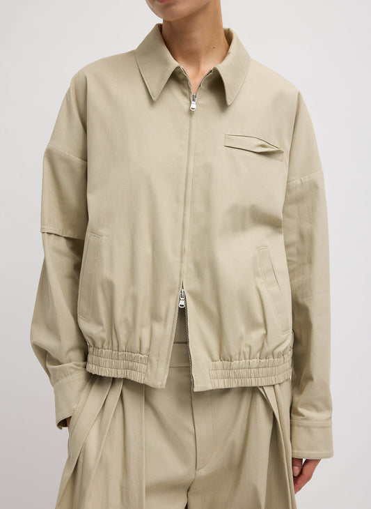 Tibi Taupe Luxe Spring Twill Bomber