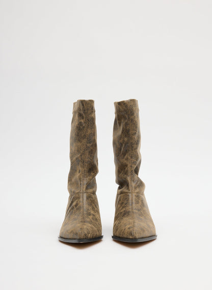Tibi Black/Tan Multi Distressed Leo Boot