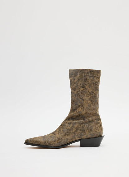 Tibi Black/Tan Multi Distressed Leo Boot