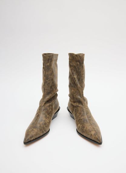 Tibi Black/Tan Multi Distressed Leo Boot