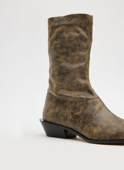Tibi Black/Tan Multi Distressed Leo Boot