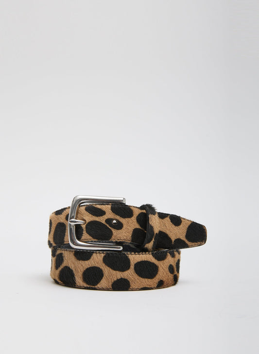 Tibi Leopard Classic Pony Hair Leather Belt
