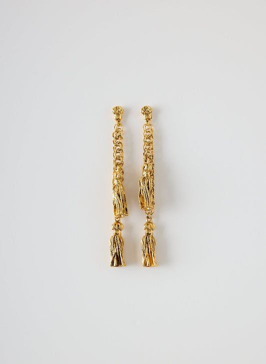Tibi Gold Tassel Earrings