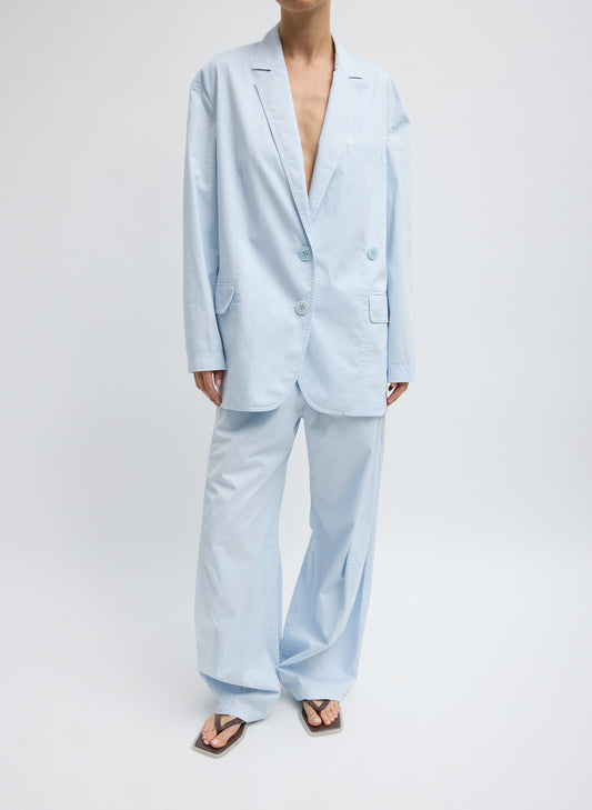 Tibi Pale Blue Garment Dyed Silky Cotton Liam Blazer
