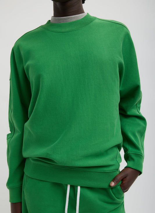 Tibi Green Cocoon Crewneck Sweatshirt