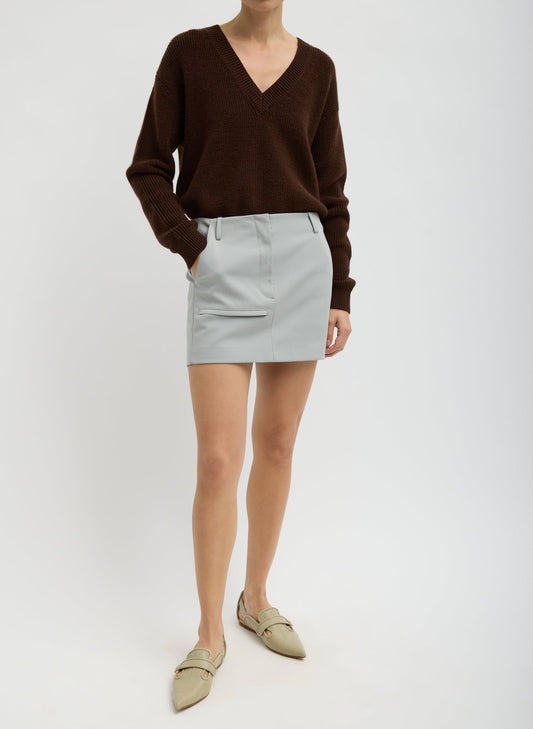 Tibi Light Grey Compact Tech Knit Mini Skirt