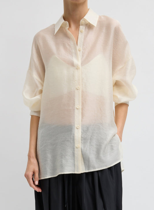 Tibi Ivory Summer Voile Oversized Shirt