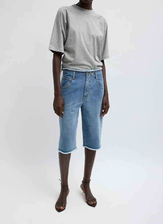 Tibi Classic Blue Classic Wash Denim Newman Short