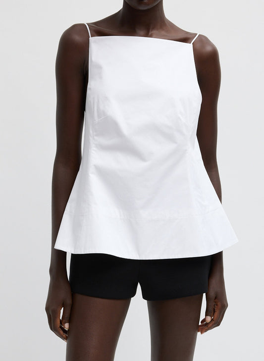 Tibi White Eco Poplin Strappy Open Back Top
