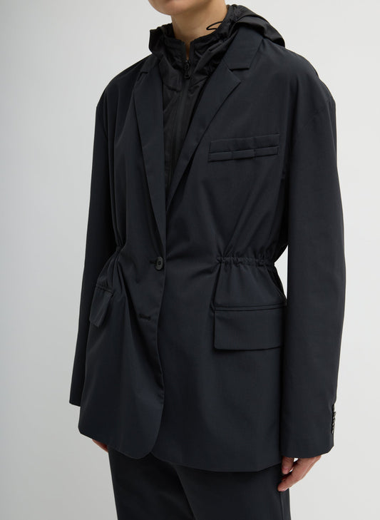 Tibi Black Tech Suiting Anorak Blazer With Zip Off Vest
