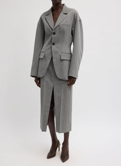 Tibi Grey Multi Structured Wool Sculpted Blazer