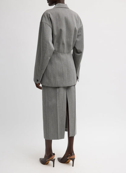 Tibi Grey Multi Structured Wool Sculpted Blazer