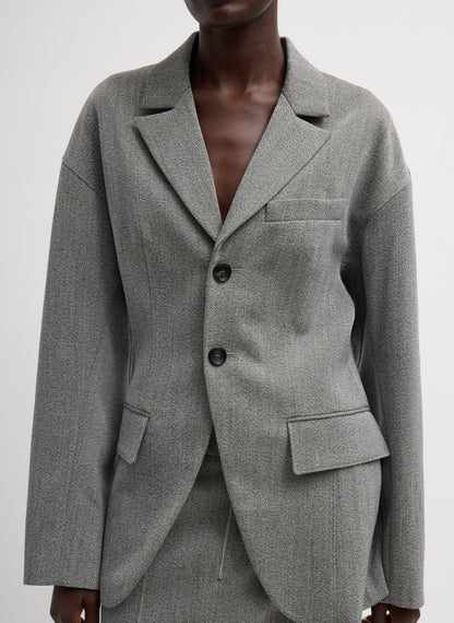 Tibi Grey Multi Structured Wool Sculpted Blazer
