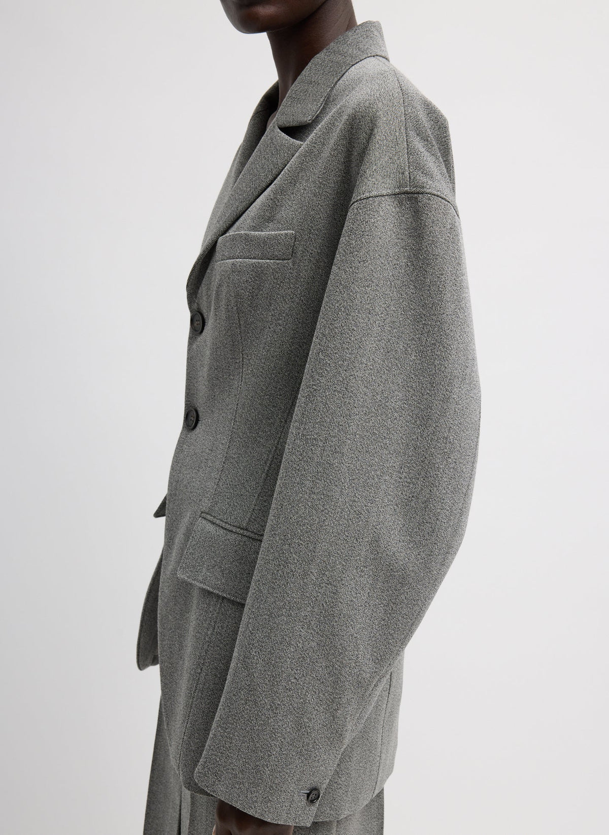 Tibi Grey Multi Structured Wool Sculpted Blazer