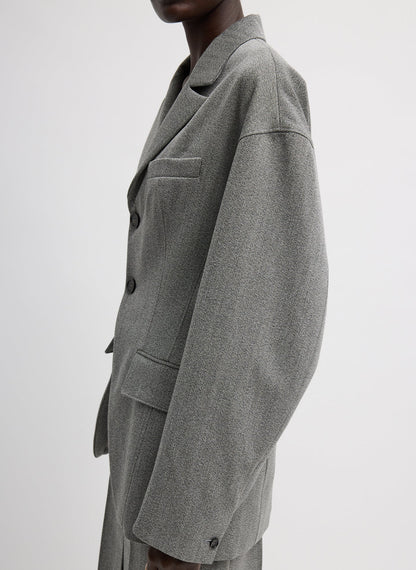 Tibi Grey Multi Structured Wool Sculpted Blazer