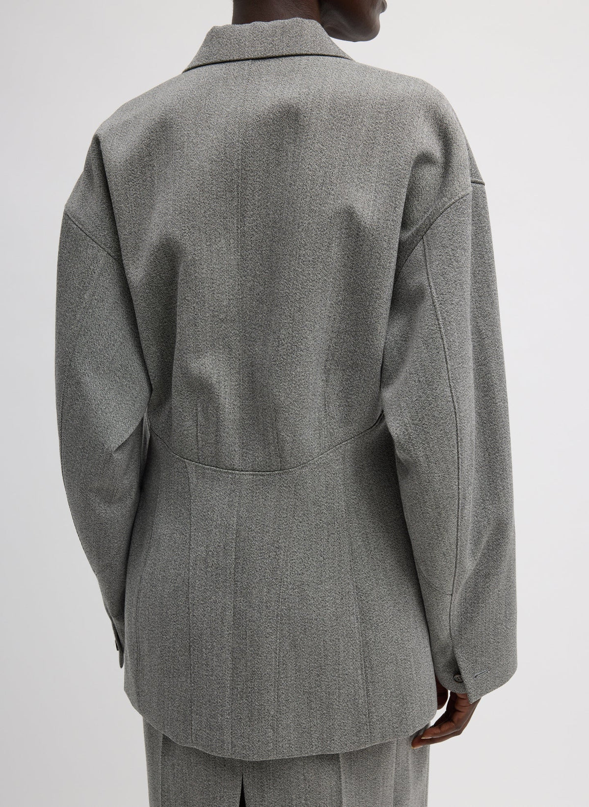 Tibi Grey Multi Structured Wool Sculpted Blazer