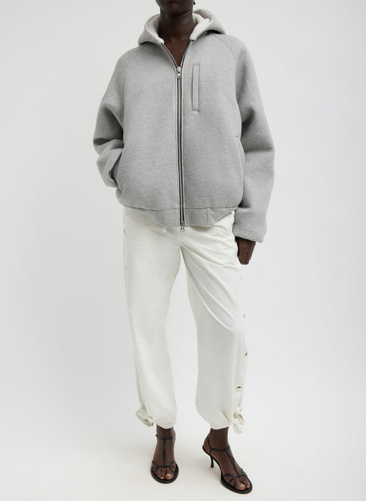 Tibi Heather Grey Compact Tech French Terry Zip Up Hoodie