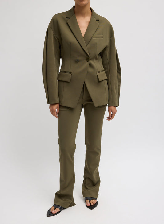 Tibi Nori Green Spring Bonded Twill Sculpted Blazer