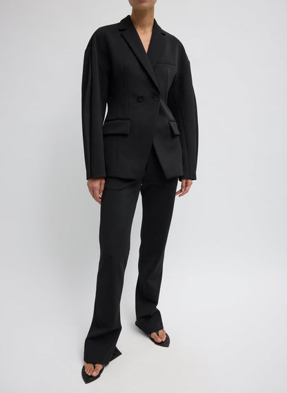 Tibi Black Spring Bonded Twill Sculpted Blazer