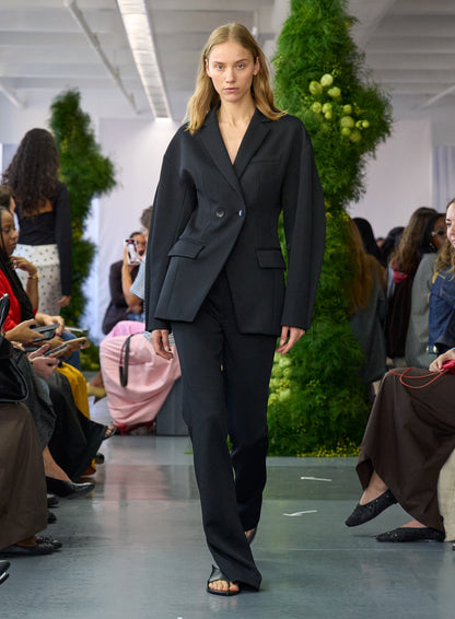 Tibi Black Spring Bonded Twill Sculpted Blazer