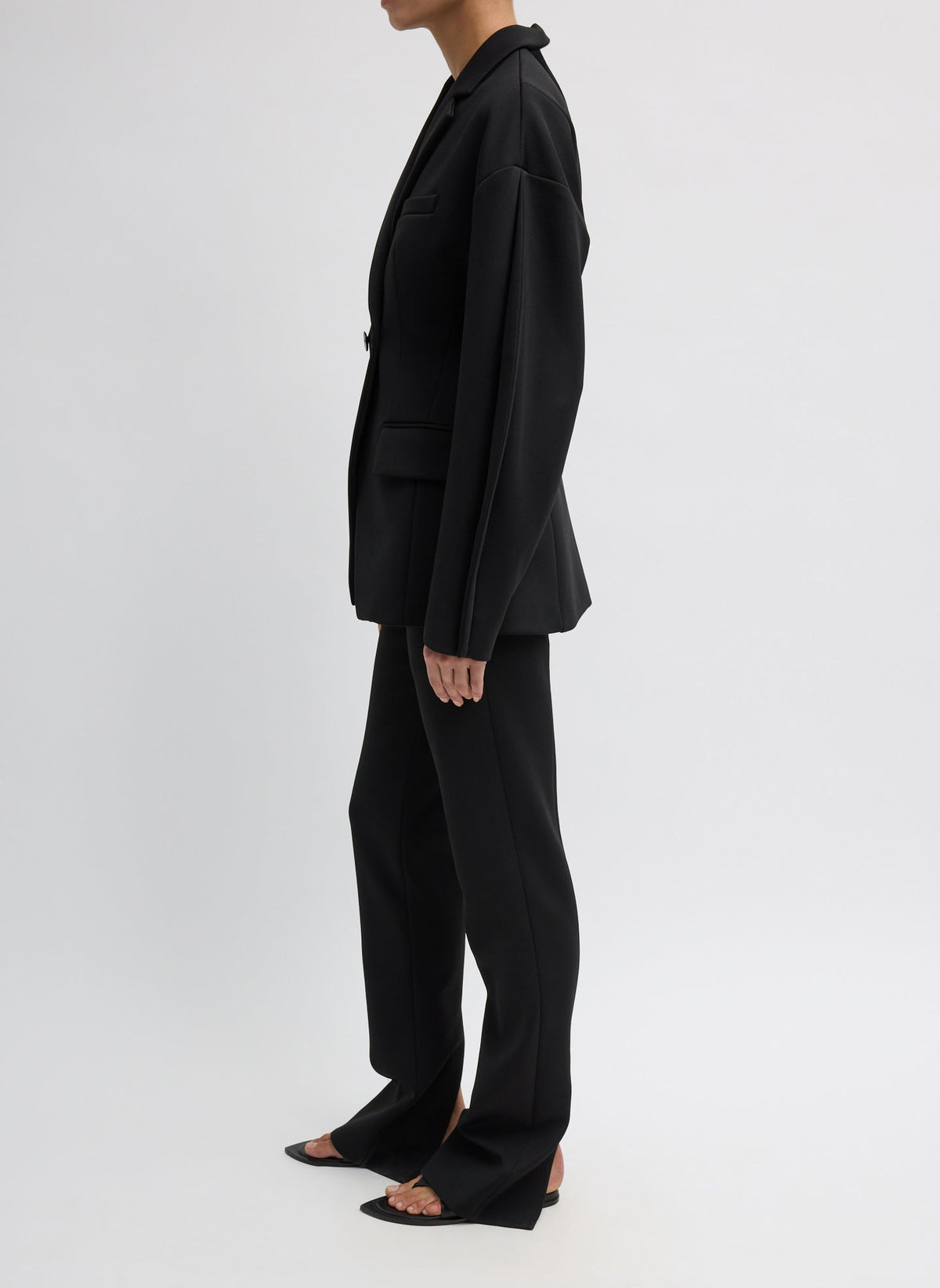 Tibi Black Spring Bonded Twill Sculpted Blazer