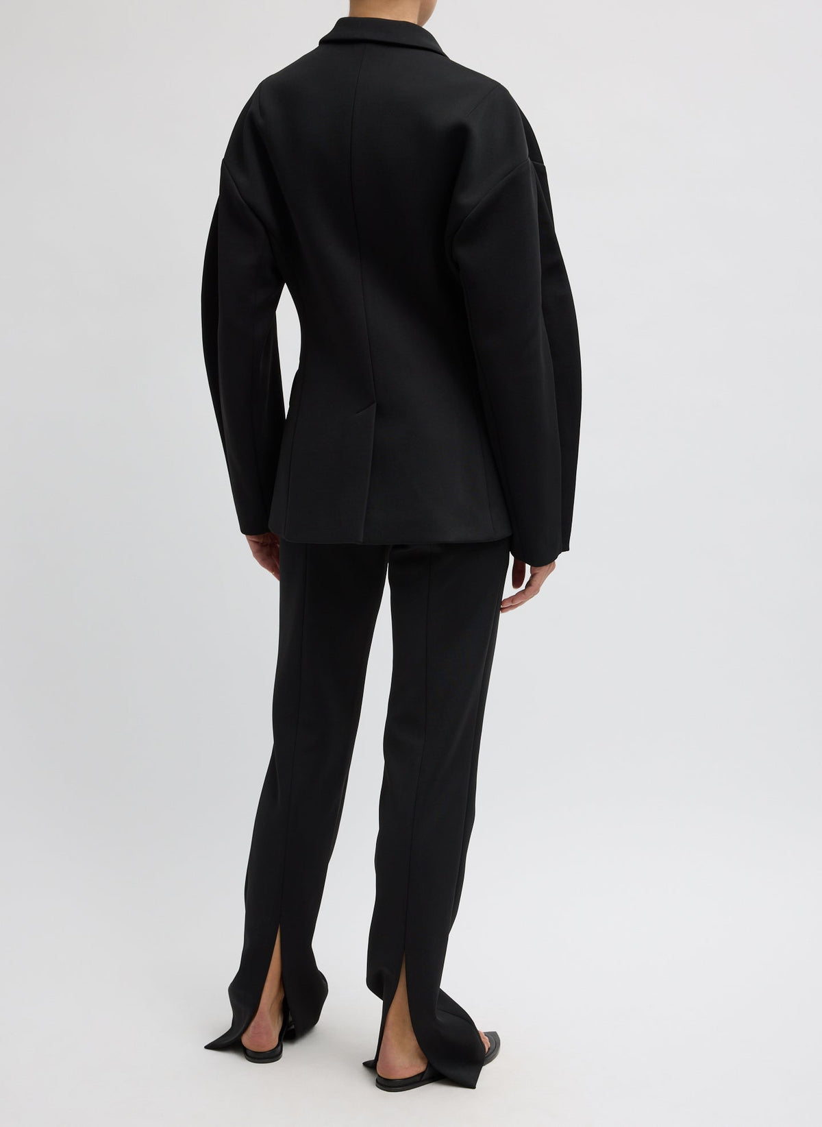 Tibi Black Spring Bonded Twill Sculpted Blazer