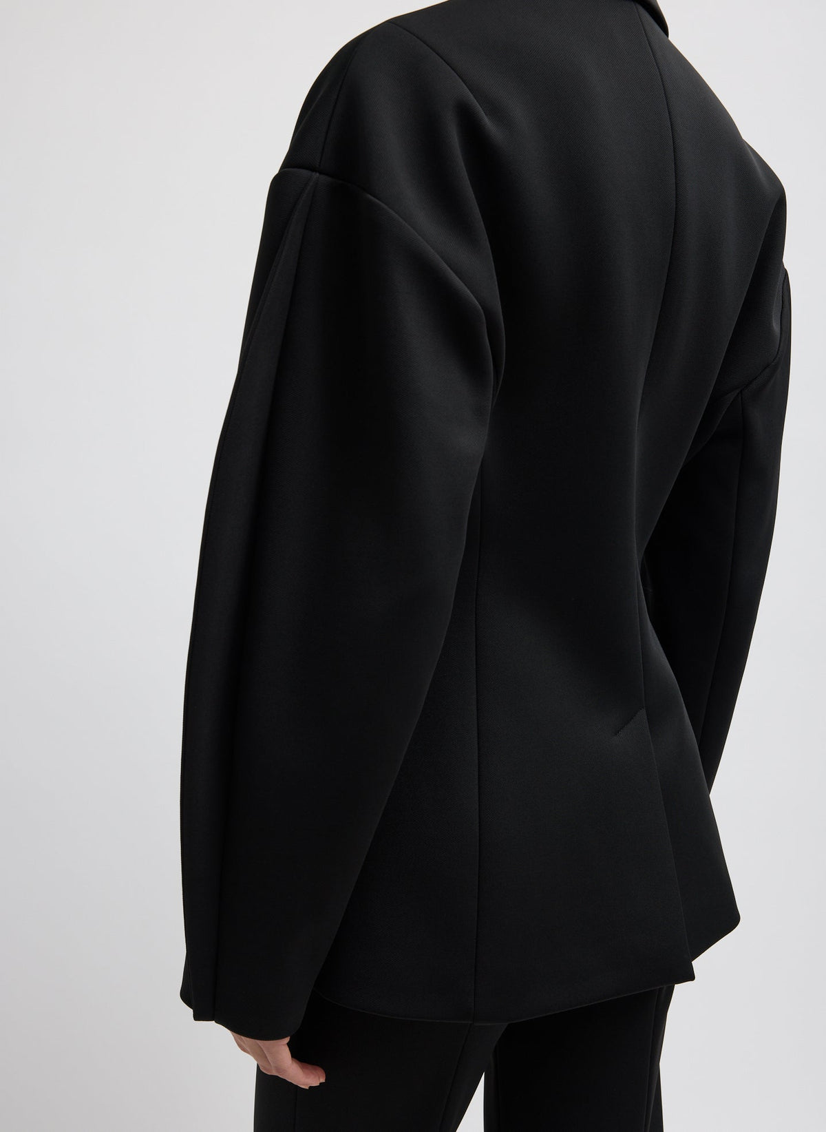 Tibi Black Spring Bonded Twill Sculpted Blazer