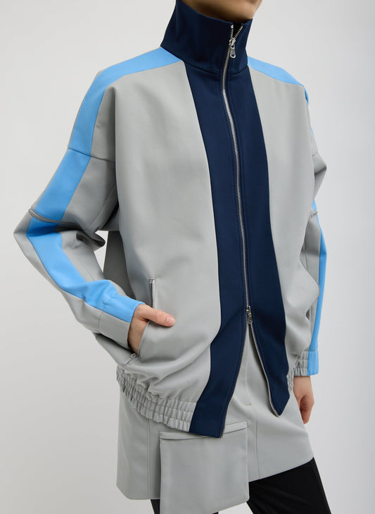Tibi Light Grey Multi Compact Tech Knit Bomber