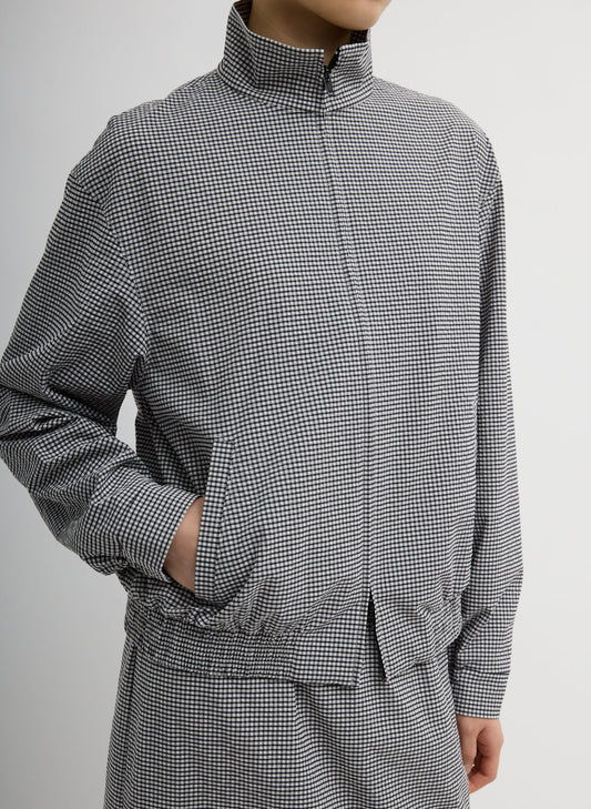 Tibi Black/White Gingham Tech Gingham Track Jacket