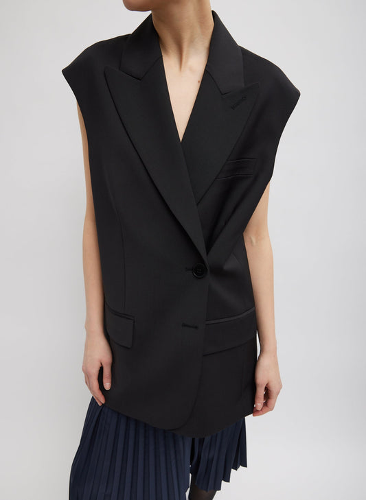 Tibi Black Tropical Wool Liam Vest
