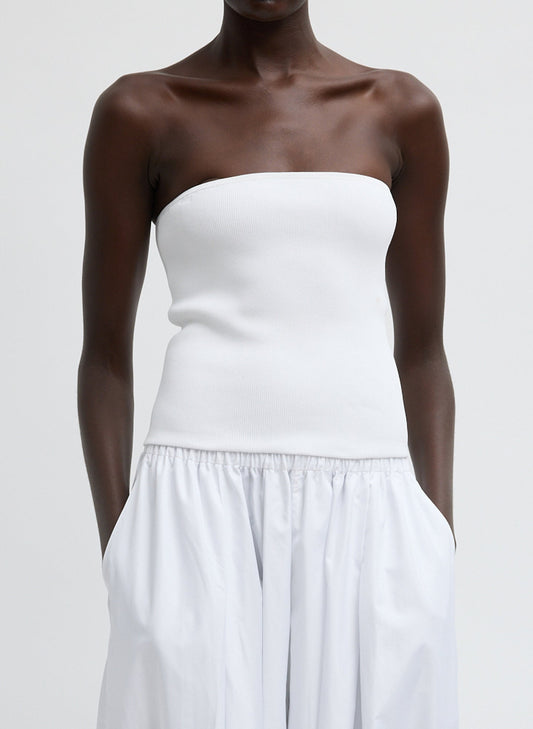 Tibi White Ribbed Sweater Tube Top