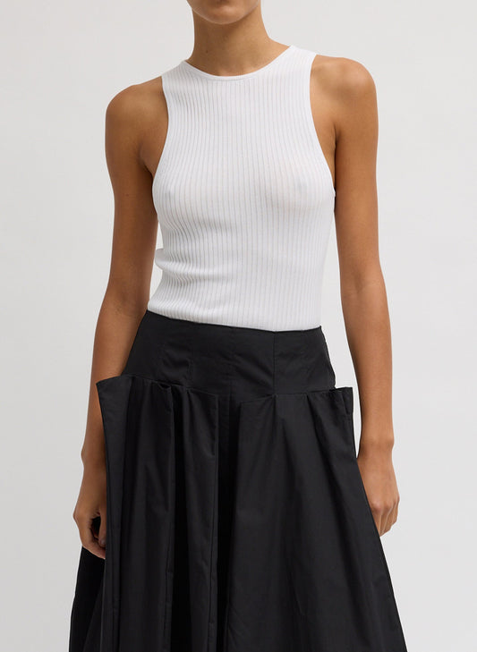 Tibi White Ribbed Sweater Cut Out Tank