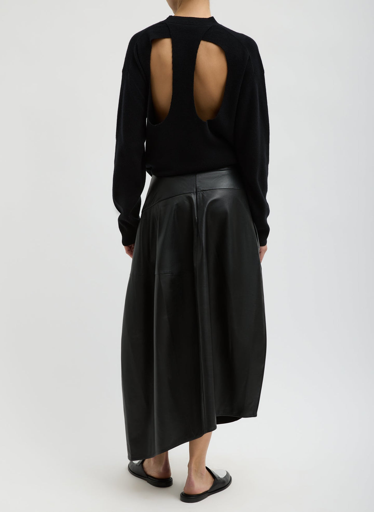 Tibi Black Anna Merino Wool Cut Out Racerback Pullover
