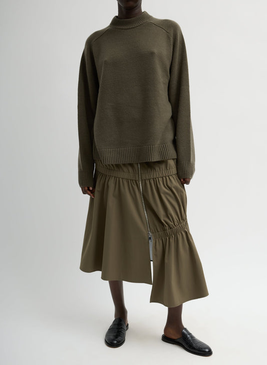 Tibi Dark Hazelnut Cashmere Crewneck Oversized Pullover Sweater
