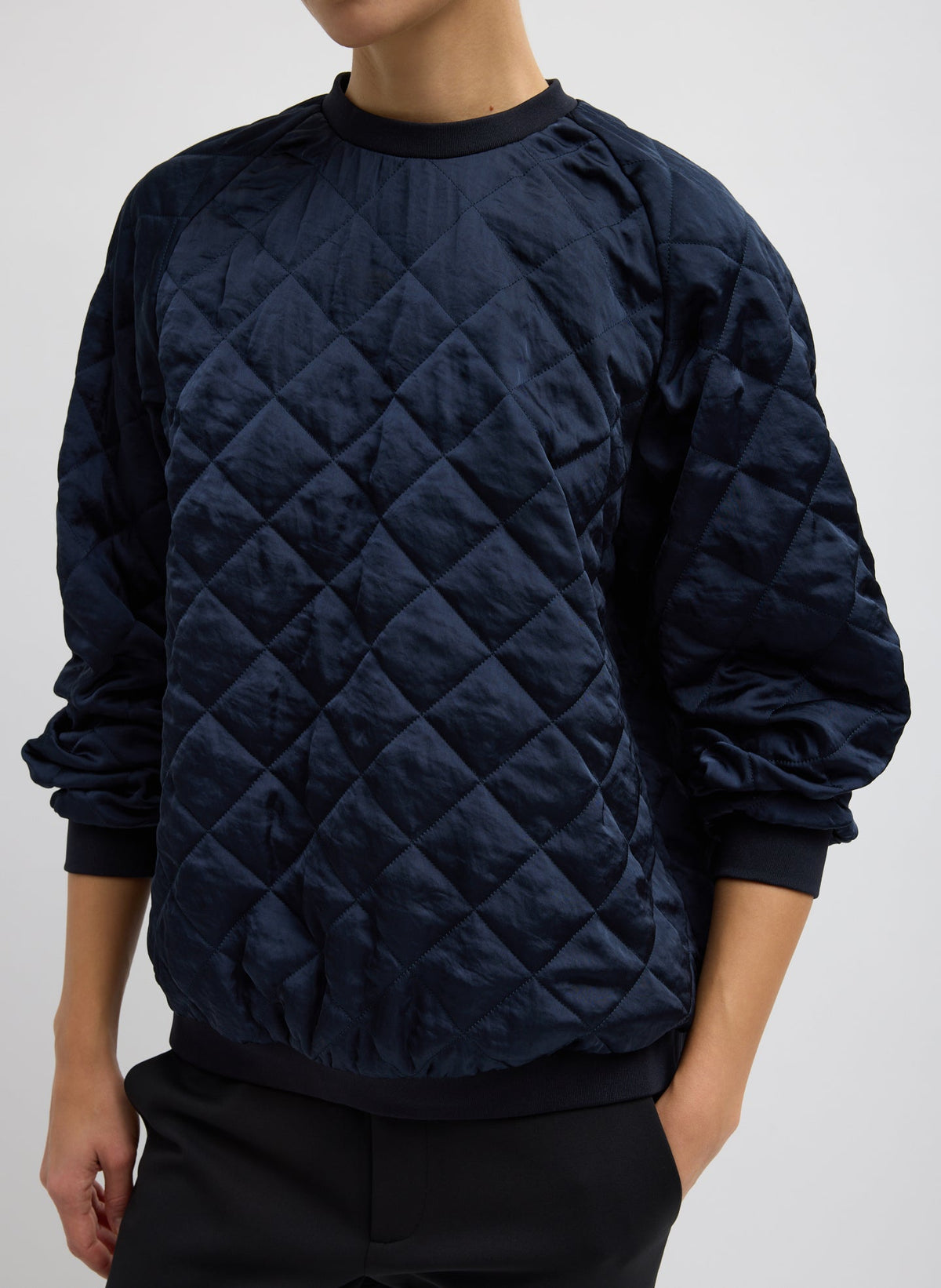 Tibi Navy Cozy Quilting Sweatshirt