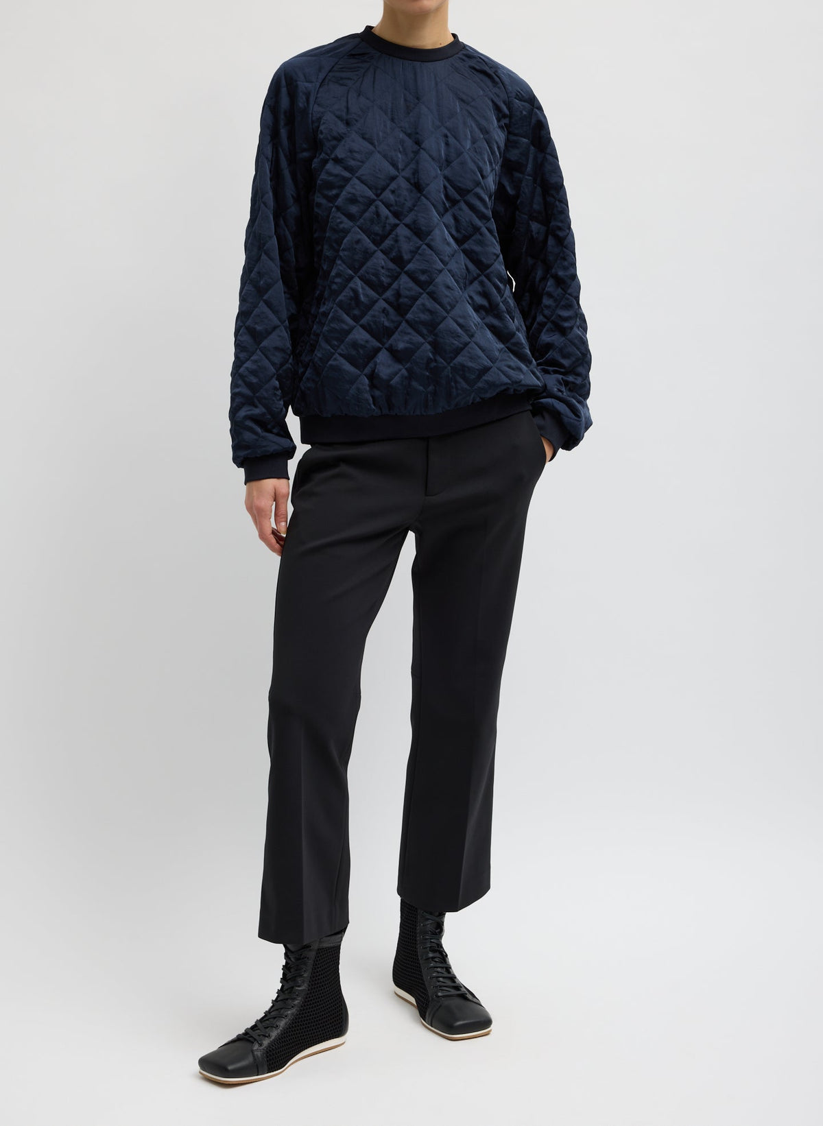 Tibi Navy Cozy Quilting Sweatshirt