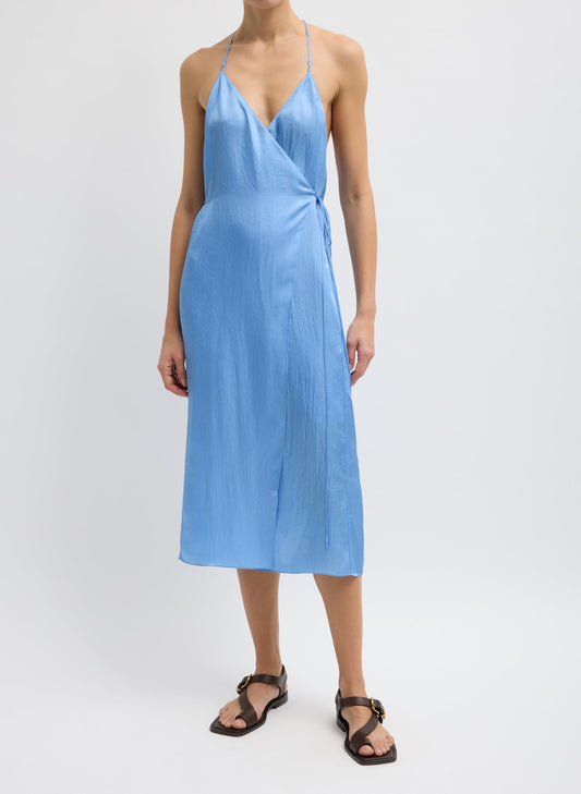 Tibi Baby Blue Summer Slip Wrap Dress