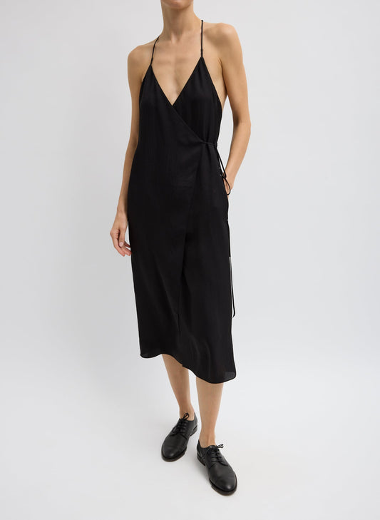 Tibi Black Summer Slip Wrap Dress