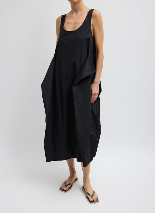 Tibi Black Eco Poplin Tank Dress