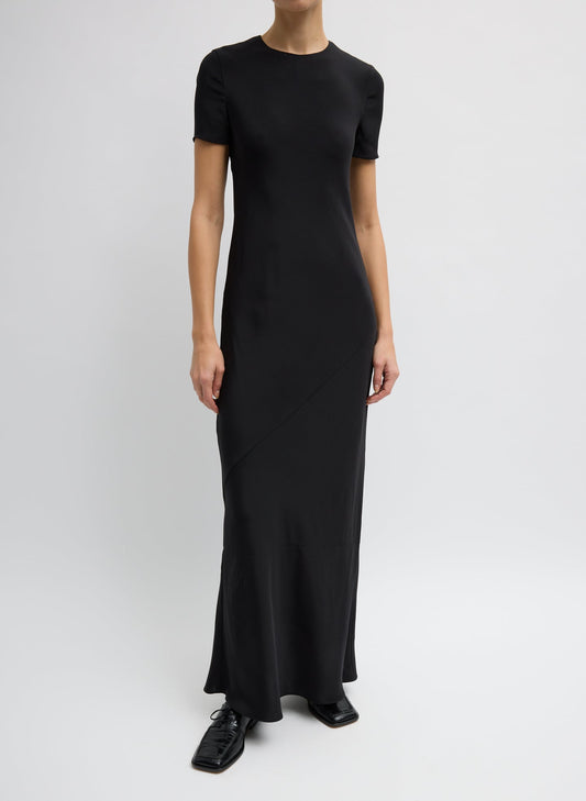 Tibi Black 4-Ply Silk Bias Dress