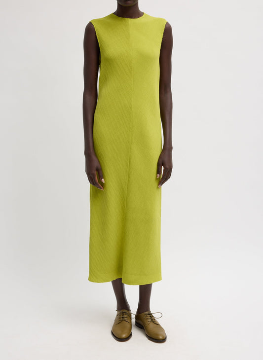 Tibi Pea Pod Viscose Plisse Sleeveless Bias Dress