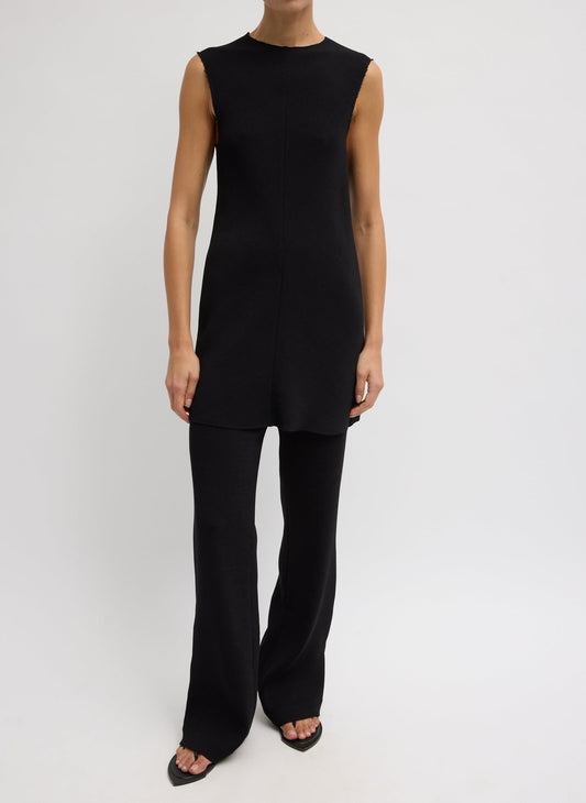 Tibi Black Viscose Plisse Sleeveless Bias Short Tunic Dress