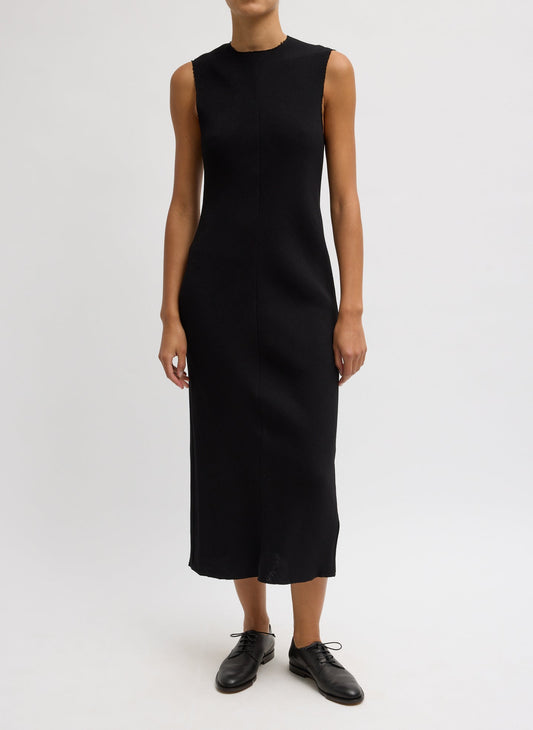 Tibi Black Viscose Plisse Sleeveless Bias Dress