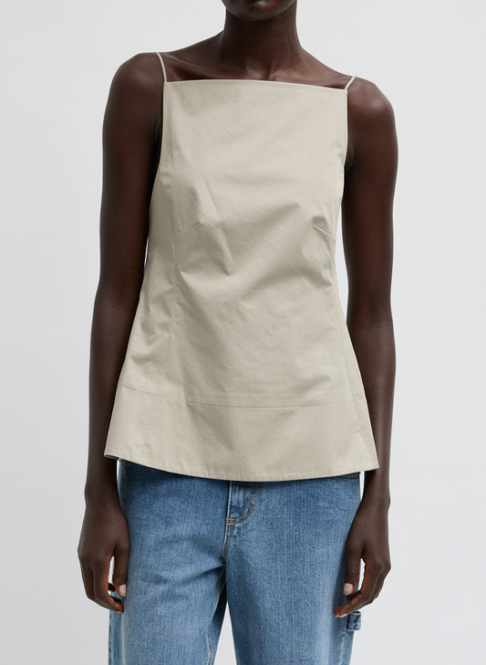 Tibi Sandstone Eco Poplin Strappy Open Back Top