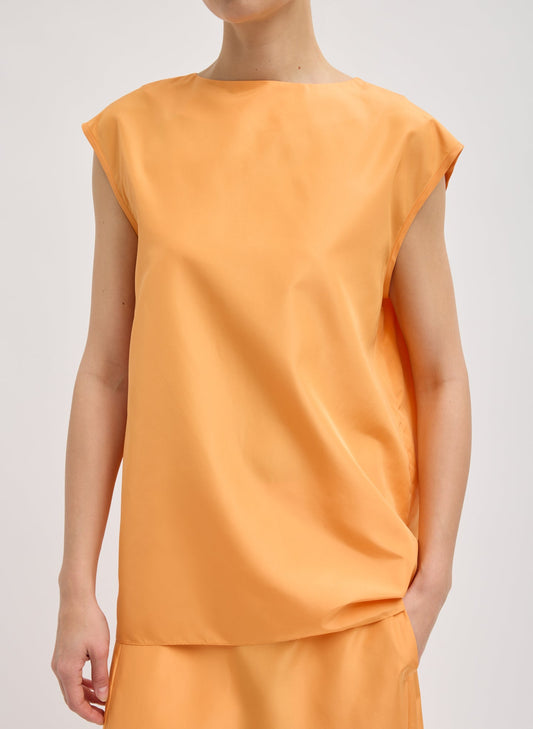 Tibi Orange Summer Nylon Sleeveless Cocoon Top