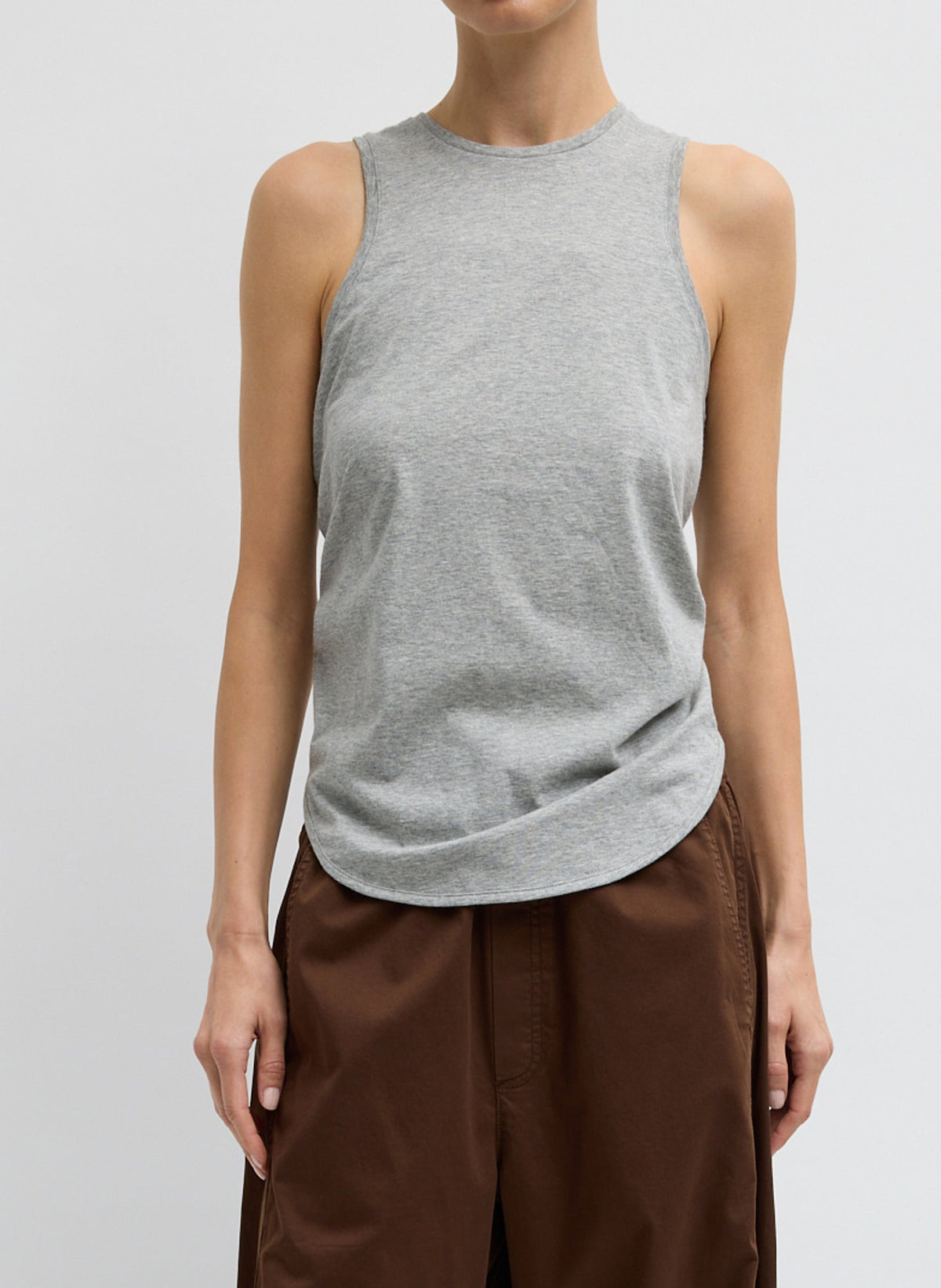 Tibi Heather Grey Shirred Back Tank