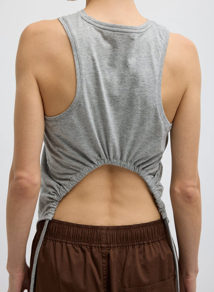 Tibi Heather Grey Shirred Back Tank